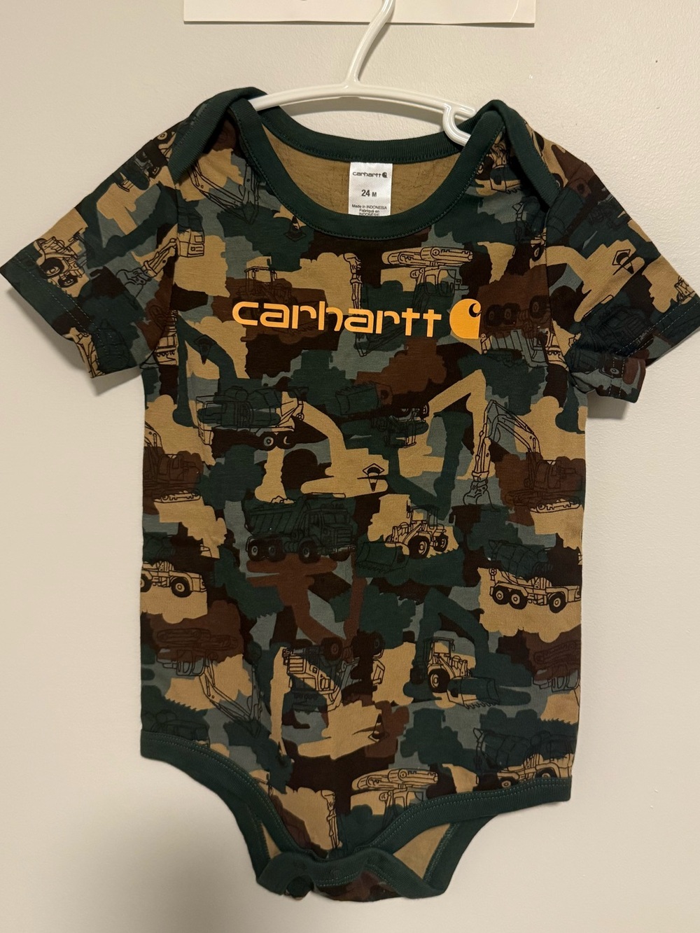 Carhartt Camo Truck Print Short-Sleeve One-Piece in Green/Brown